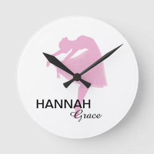 Personalised Pink Ballerina Wall Clock