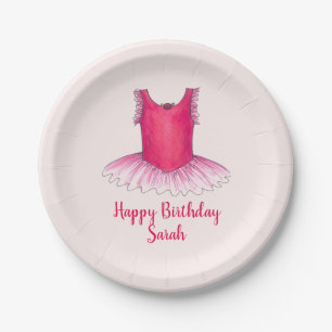 Personalised Pink Ballet Ballerina Birthday Tutu Paper Plate