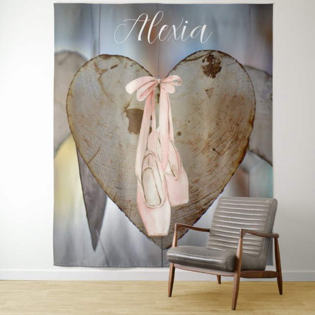 Personalised Pink Ballet Dance Studio Backdrop Tapestry (In Situ)
