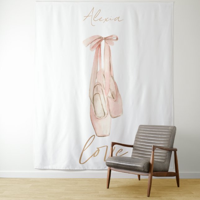 Personalised Pink Ballet Dance Studio Backdrop Tapestry (In Situ)