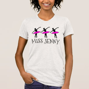 Personalised Pink Ballet Dance Teacher Ballerina T-Shirt