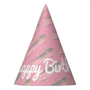 Personalised Pink Ballet Shoe Ballerina Birthday Party Hat