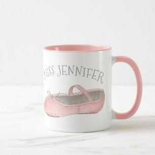 Personalised Pink Ballet Shoe Dance Studio Teacher Mug