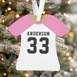 Personalised Pink Baseball Jersey Ornament