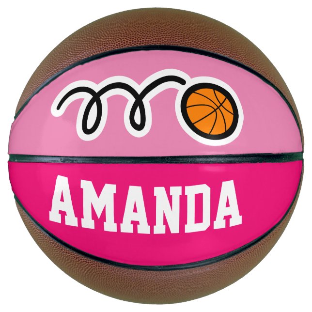 Personalised pink basketball for girl's Birthday (Front)