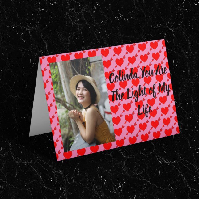 Personalised Pink Be My Valentine Red Heart Card (Creator Uploaded)
