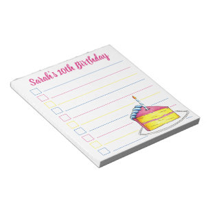 Personalised Pink Birthday Cake Party Favour Notepad