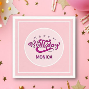 Personalised Pink Birthday Party Napkin