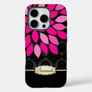 Personalised Pink Black and Gold iPhone 16 Pro Case