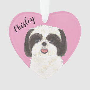 Personalised Pink Black and White Shih Tzu Ornament
