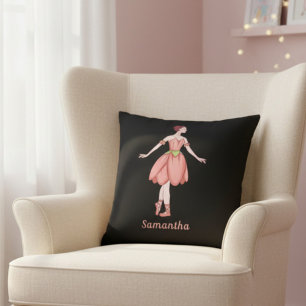 Personalised Pink & Black Ballerina Cushion