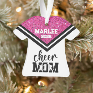 Personalised Pink & Black Cheer Mum Ornament