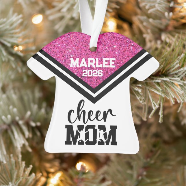 Personalised Pink & Black Cheer Mum Ornament  (Tree)