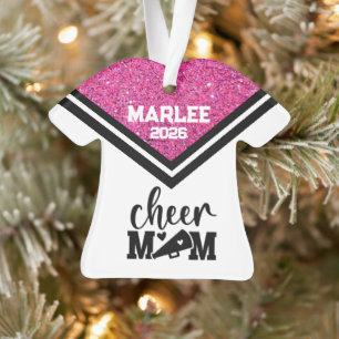 Personalised Pink & Black Cheer Mum Ornament 