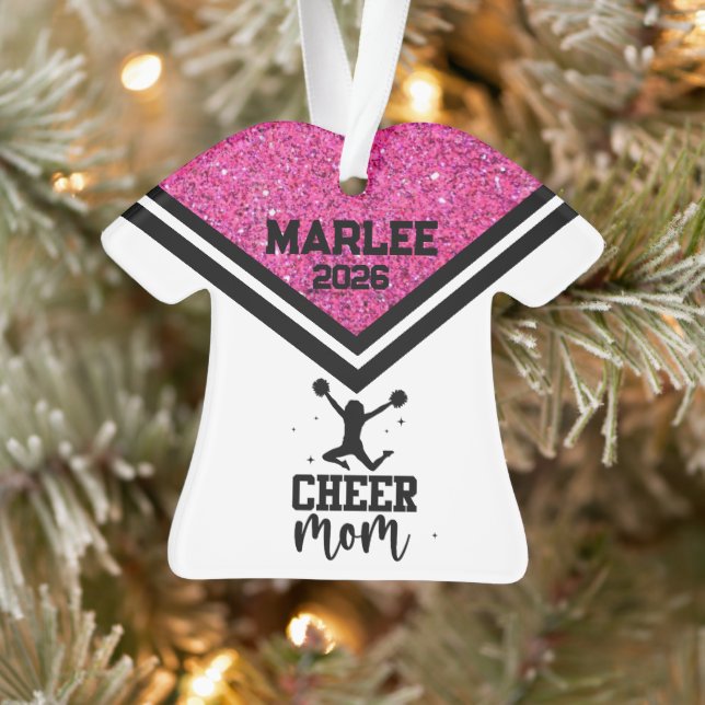 Personalised Pink & Black Cheer Mum Ornament  (Tree)