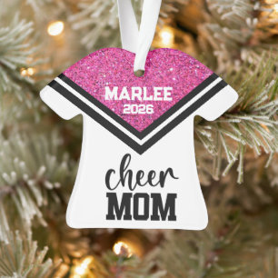 Personalised Pink & Black Cheer Mum Ornament 