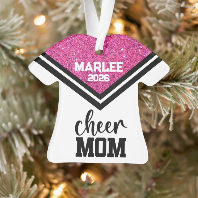 Personalised Pink & Black Cheer Mum Ornament  (Tree)