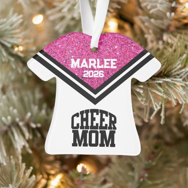 Personalised Pink & Black Cheer Mum Ornament  (Tree)