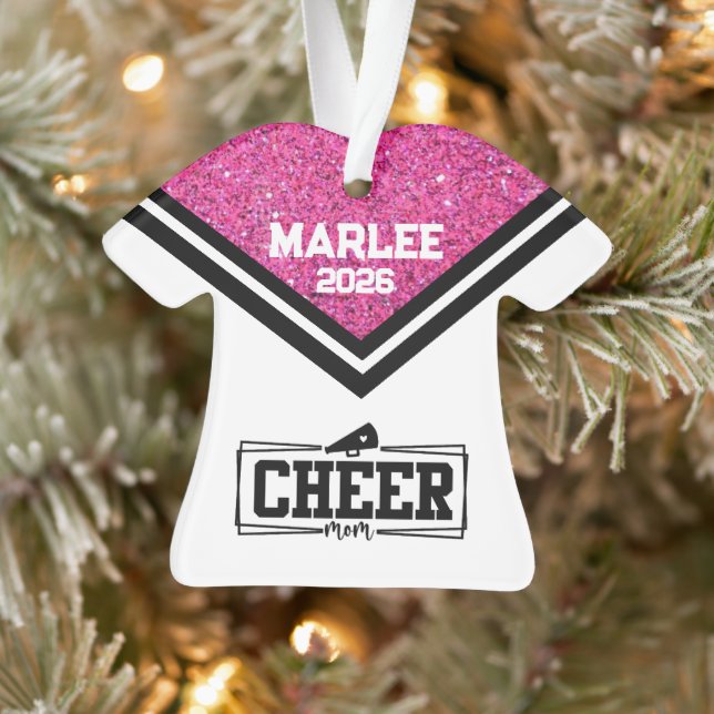 Personalised Pink & Black Cheer Mum Ornament  (Tree)