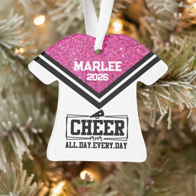 Personalised Pink & Black Cheer Mum Ornament  (Tree)