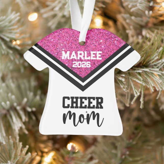 Personalised Pink & Black Cheer Mum Ornament  (Tree)