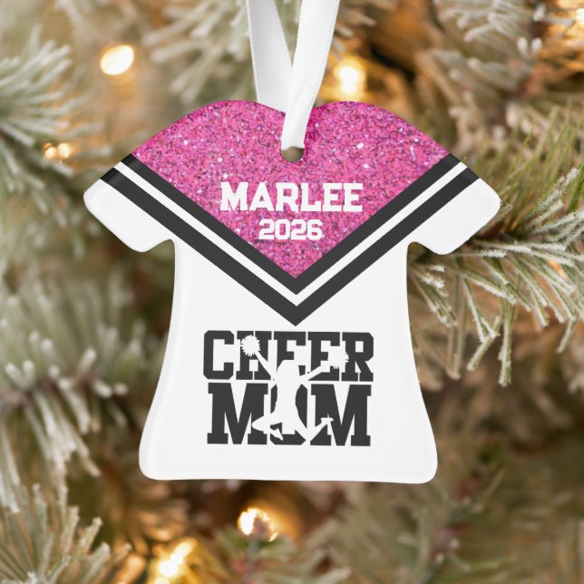 Personalised Pink & Black Cheer Mum Ornament  (Tree)
