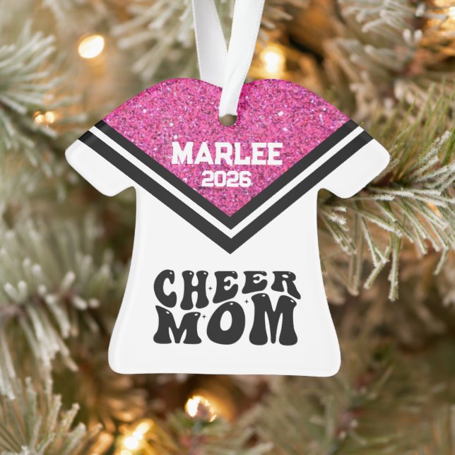 Personalised Pink & Black Cheer Mum Ornament  (Tree)