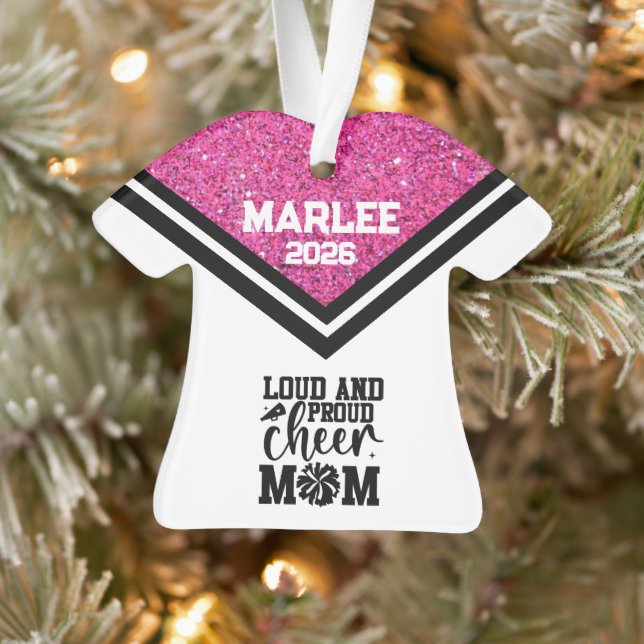 Personalised Pink & Black Cheer Mum Ornament  (Tree)