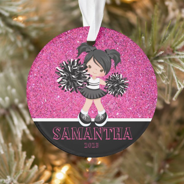 Personalised Pink & Black Cheerleading Ornament  (Tree)