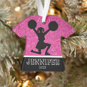 Personalised Pink & Black Cheerleading Ornament