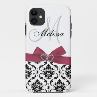 Personalised Pink Black Damask iPhone 5 Case-Mate 11 Case