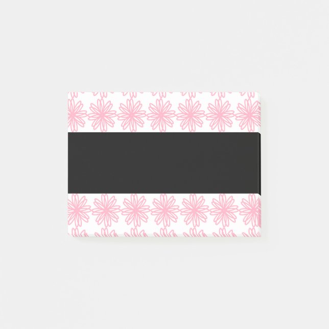 Personalised Pink & Black Floral Post-it Notes (Front)