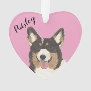 Personalised Pink Black Headed Tricolor Corgi Ornament