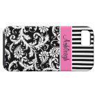 Personalised Pink, Black, White Striped Damask