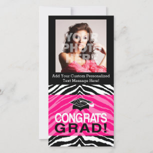 Personalised Pink Black Zebra Graduation Party