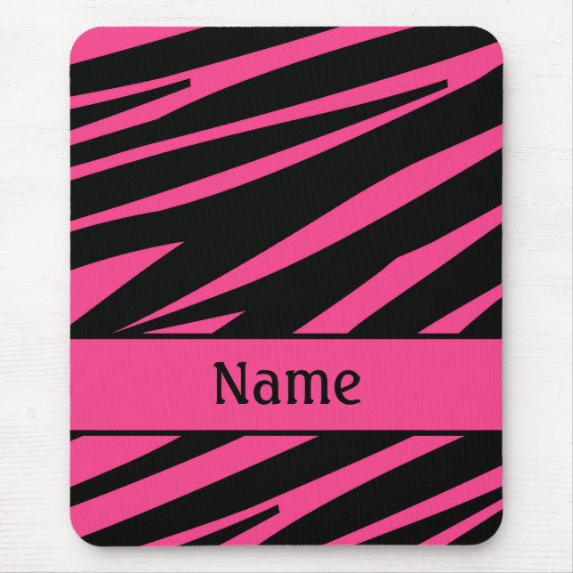 Personalised Pink Black Zebra Print Mousepad (Front)
