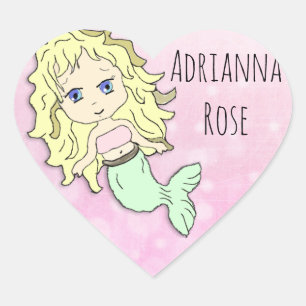 Personalised Pink Blonde Mermaid Stickers