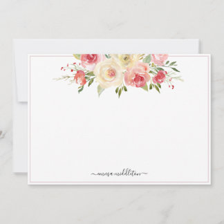 Personalised Pink Blooms Watercolor Floral Card