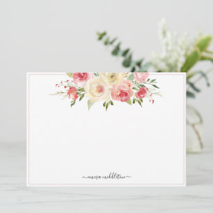Personalised Pink Blooms Watercolor Floral Card