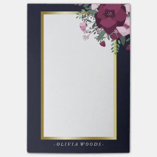 Personalised Pink & Blue Floral Post-it Notes
