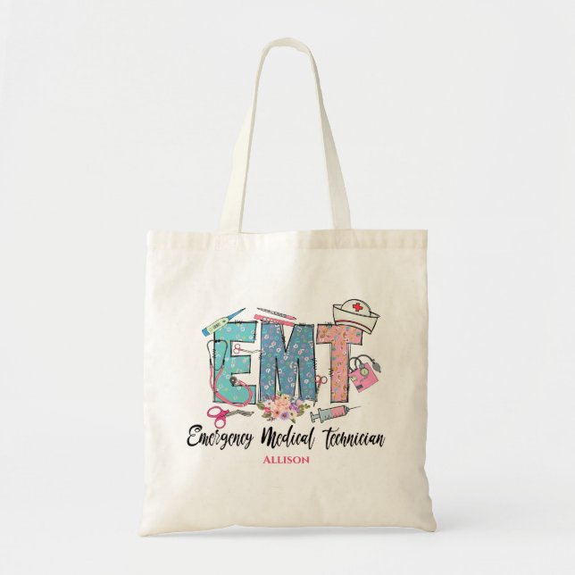 Personalised Pink Blue Women's EMT   Tote Bag (Front)