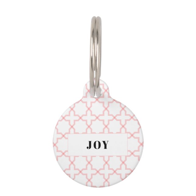 Personalised Pink Blush Pattern Pile Pet Tag (Front)