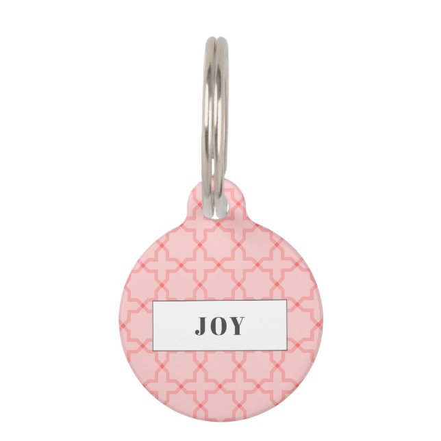 Personalised Pink Blush Pattern Pile Pet Tag (Front)