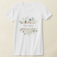 Personalised Pink Blush Watercolor Floral Name 
