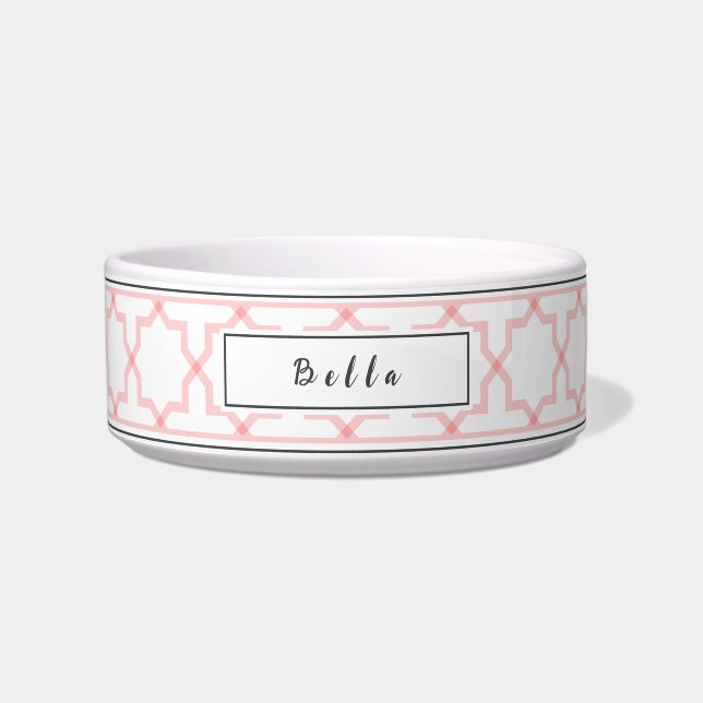 Personalised Pink Blush & White Star Pattern Bowl (Front)