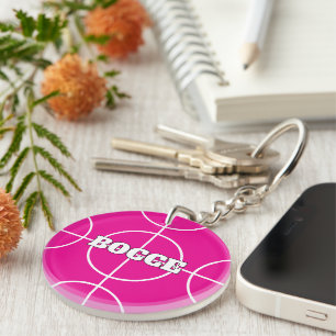 Personalised pink Bocce Ball keychain gift
