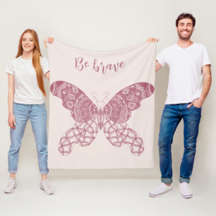 Personalised Pink Boho Butterfly Fleece Blanket