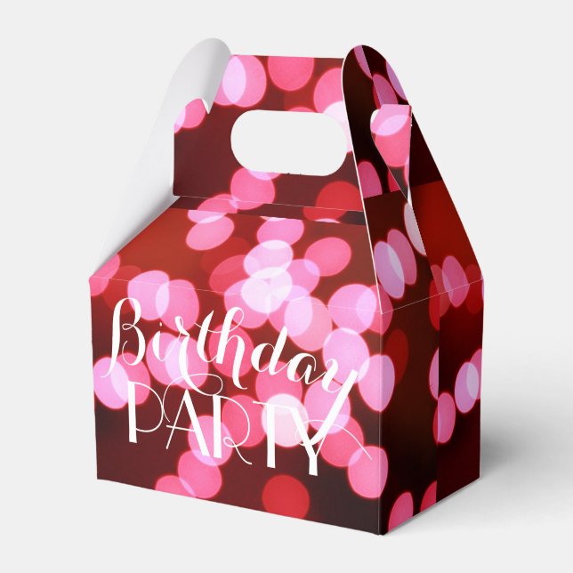 Personalised  Pink Bokeh Sparkle Lights Favour Box (Front Side)