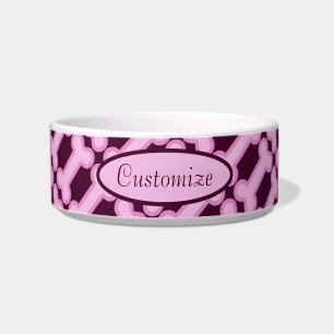 Personalised Pink Bones Pattern Bowl
