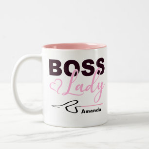 Personalised Pink Boss Lady Whip Two-Tone Coffee Mug